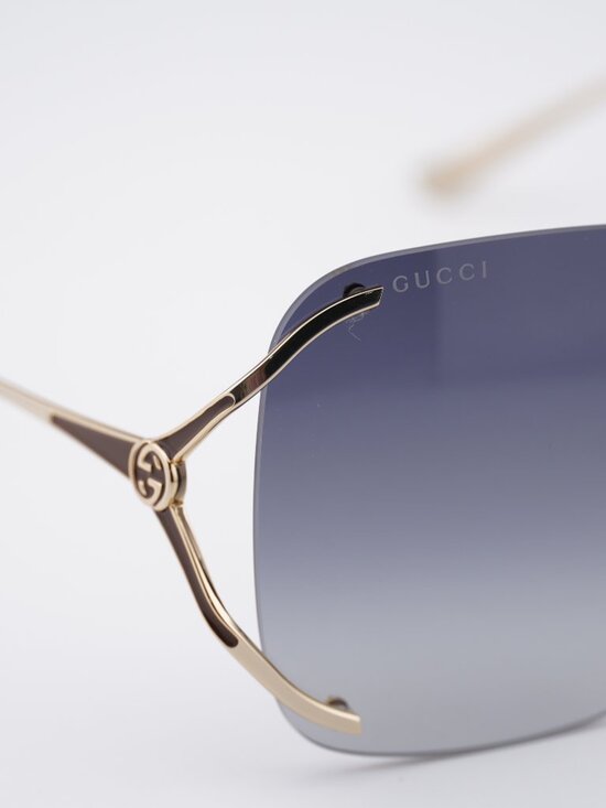 Gucci GG0646S 001 Sunglasses Gold Square Frame, Grey Lenses main image 13